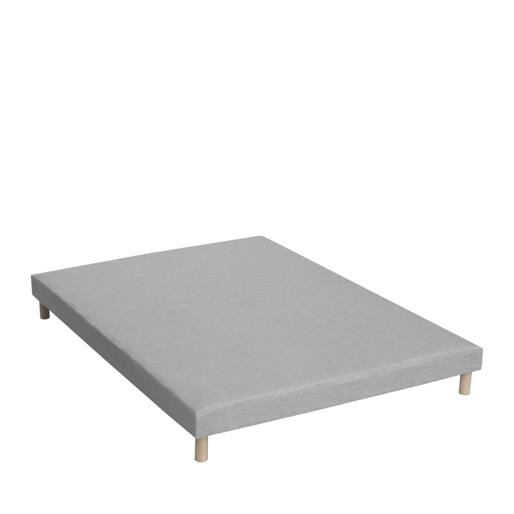 Carlos - Sommier tapissier 140x190cm en bois massif à lattes recouvertes - Couleur - Gris