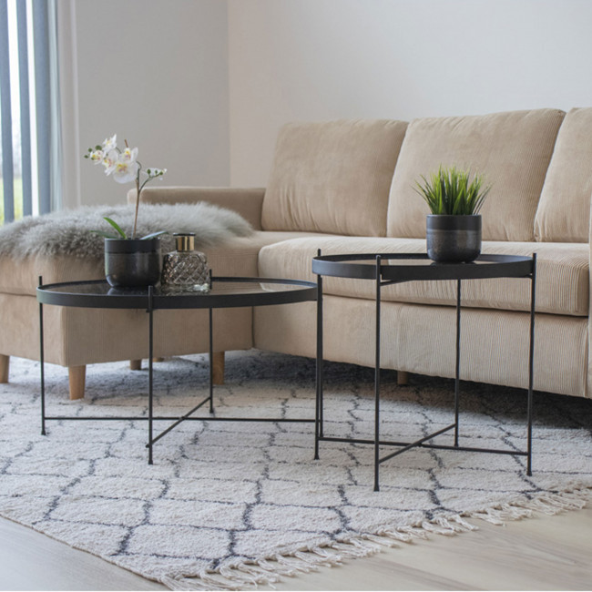 Venezia – Table basse en verre et métal ø48xh48 cm