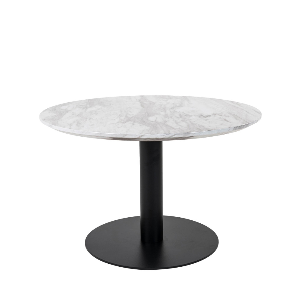 bolzano - table basse aspect marbre et métal ø70xh45cm - couleur - blanc