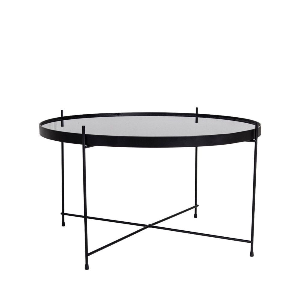 Venezia - Table basse en verre et métal ø70xh40cm - Couleur - Noir