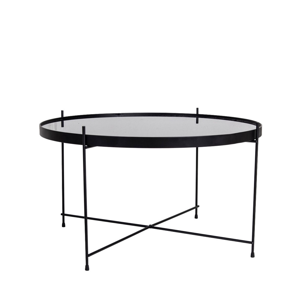 venezia - table basse en verre et métal ø70xh40cm - couleur - noir