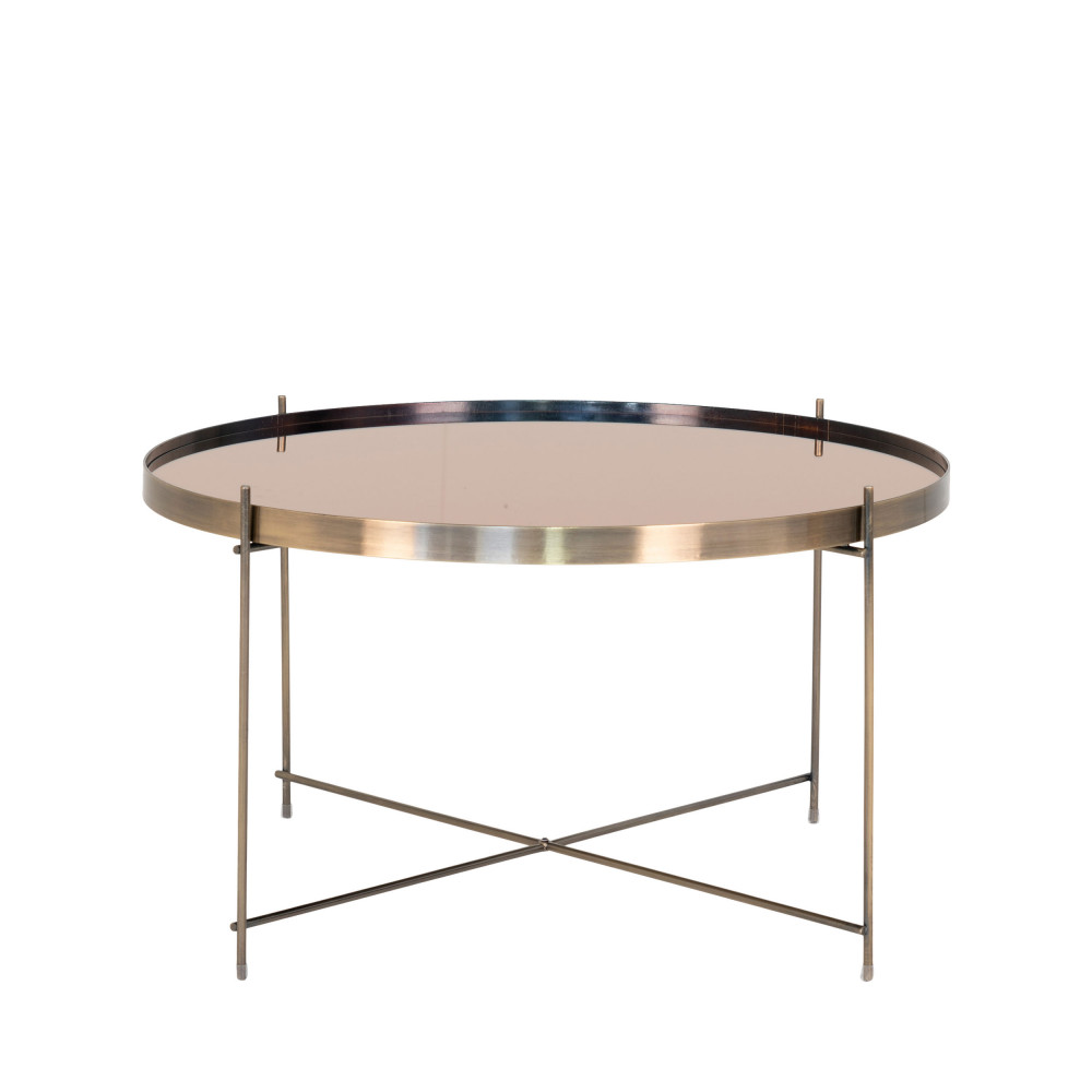 Venezia - Table basse en verre et métal ø70xh40cm - Couleur - Laiton