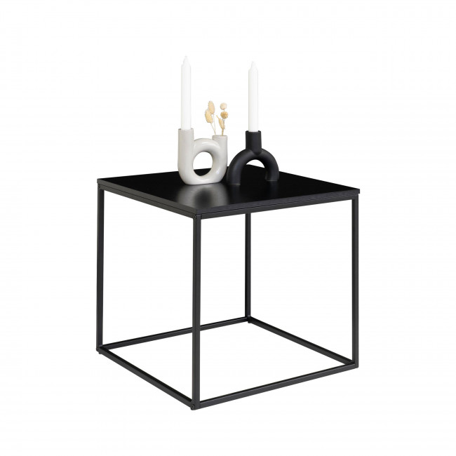 Vita – Bout de canapé en métal et bois 45x45x45 cm