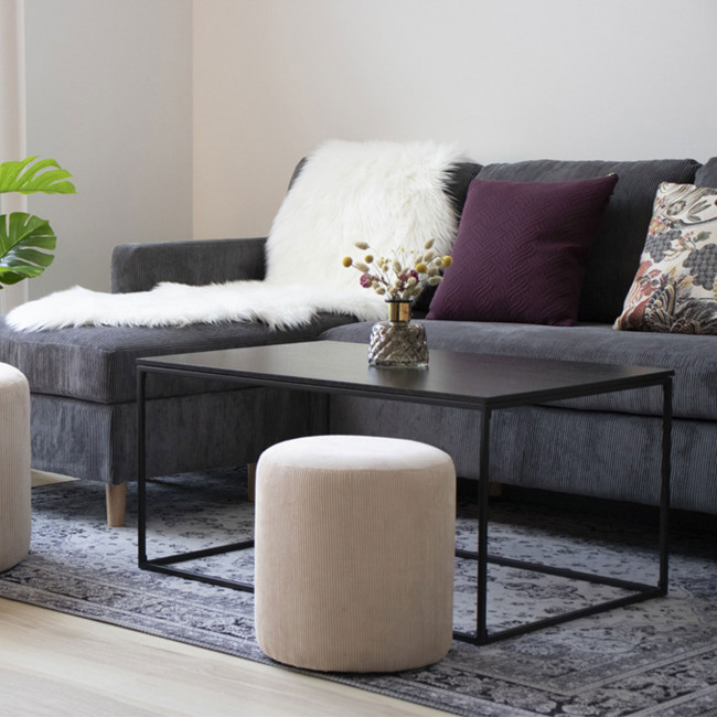 Vita – Table basse en métal et bois 60x90x45 cm