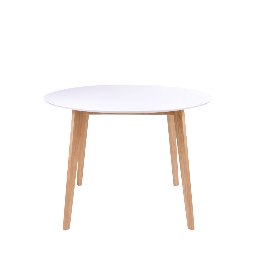 Vojens - Table à manger en bois ø105cm - Couleur - Blanc