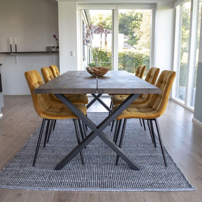 Toulon - Table à manger en bois et métal 200x95cm