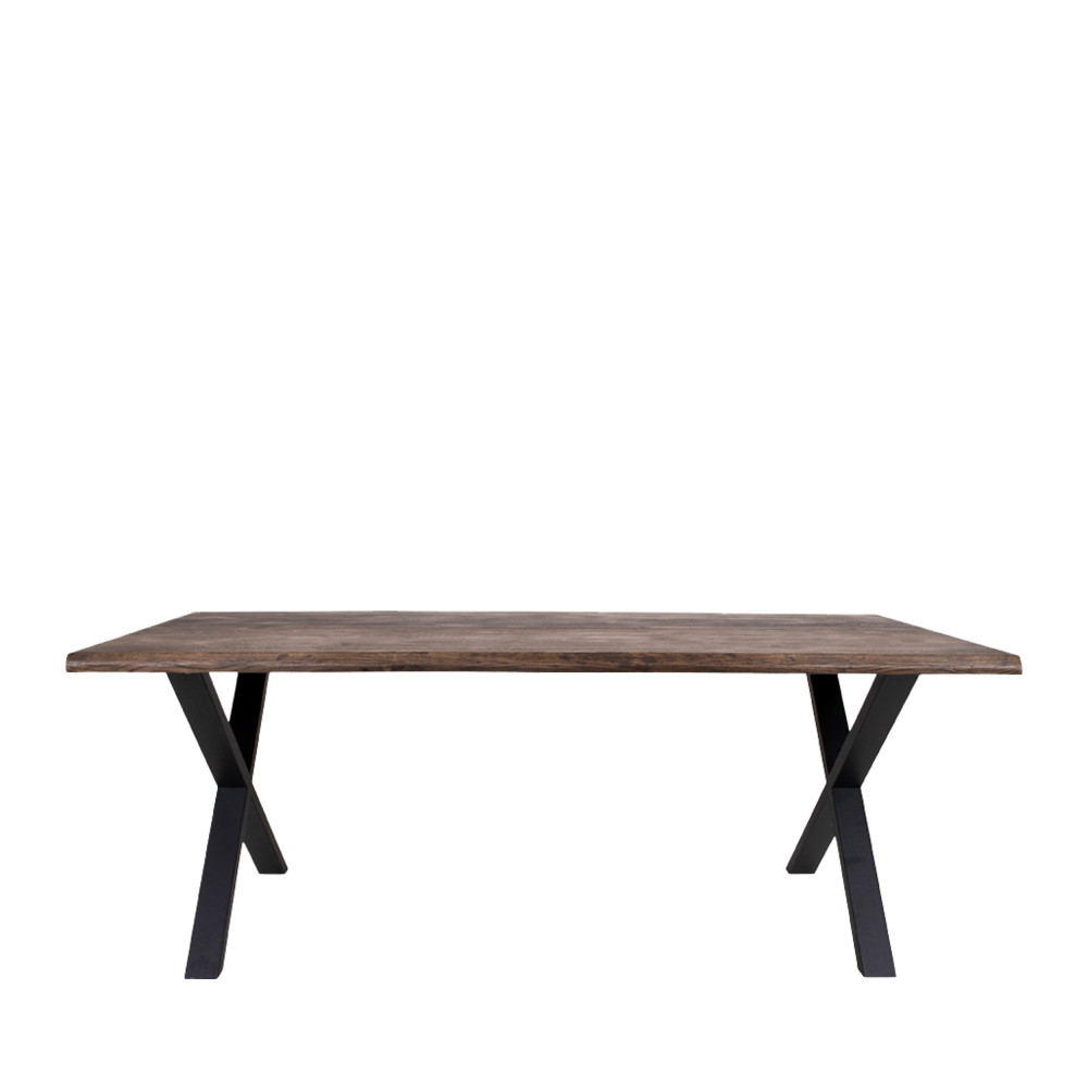 Toulon - Table à manger en bois et métal 200x95cm - Couleur - Bois foncé / noir