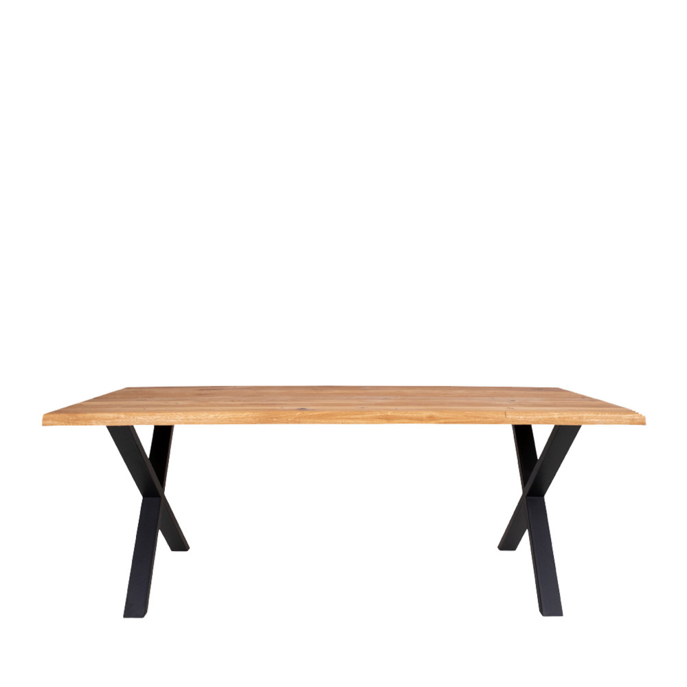 Toulon - Table à manger en bois et métal 200x95cm - Couleur - Bois clair / noir