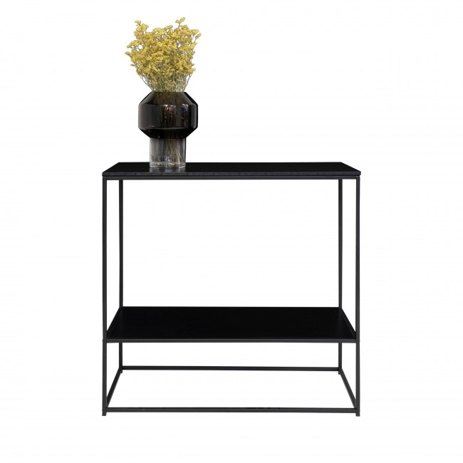 Vita - Console 2 étagères en bois et métal 80x80x36 cm