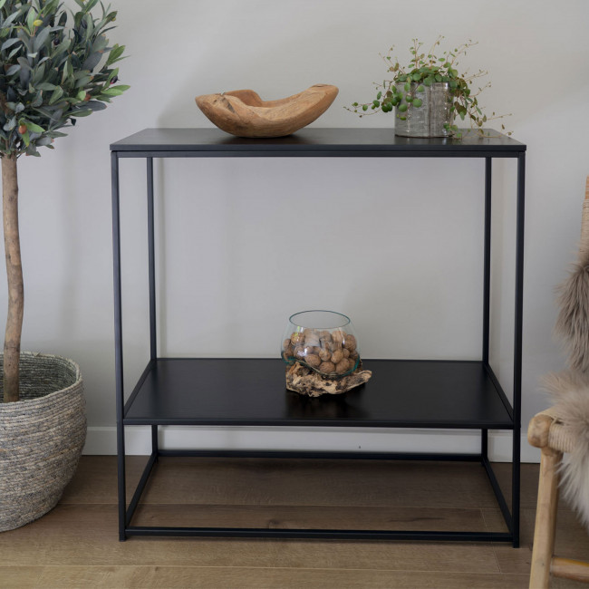 Vita - Console 2 étagères en bois et métal 80x80x36 cm