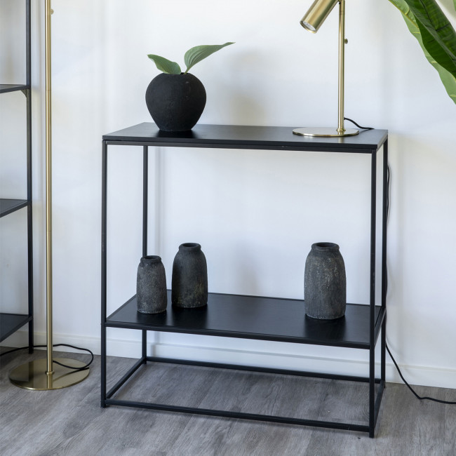 Vita - Console 2 étagères en bois et métal 80x80x36 cm