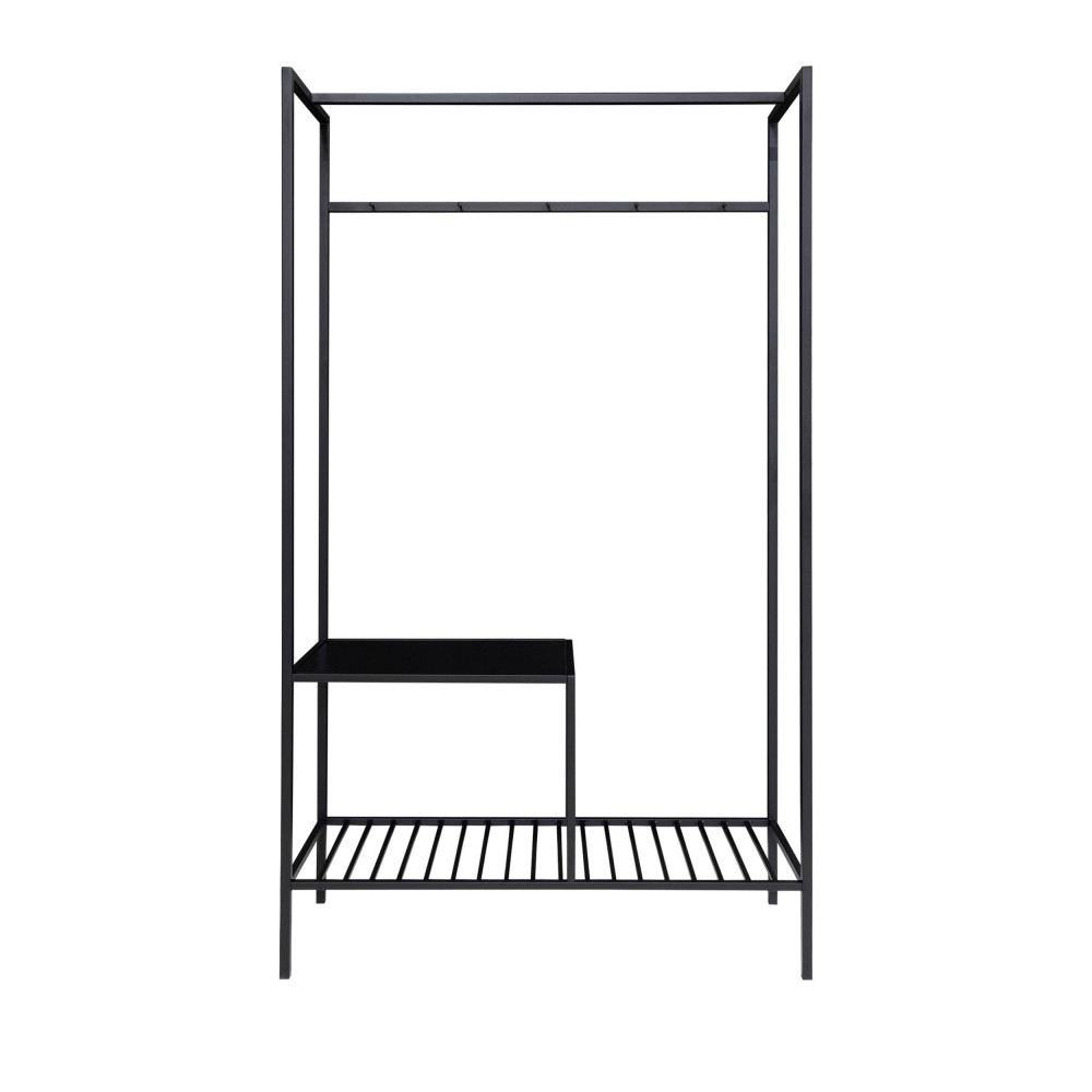 vita - vestiaire d'entrée en bois et métal avec 2 étagères - couleur - noir