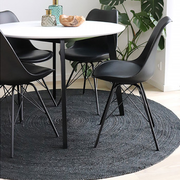 Bombay – Tapis en jute rond noir