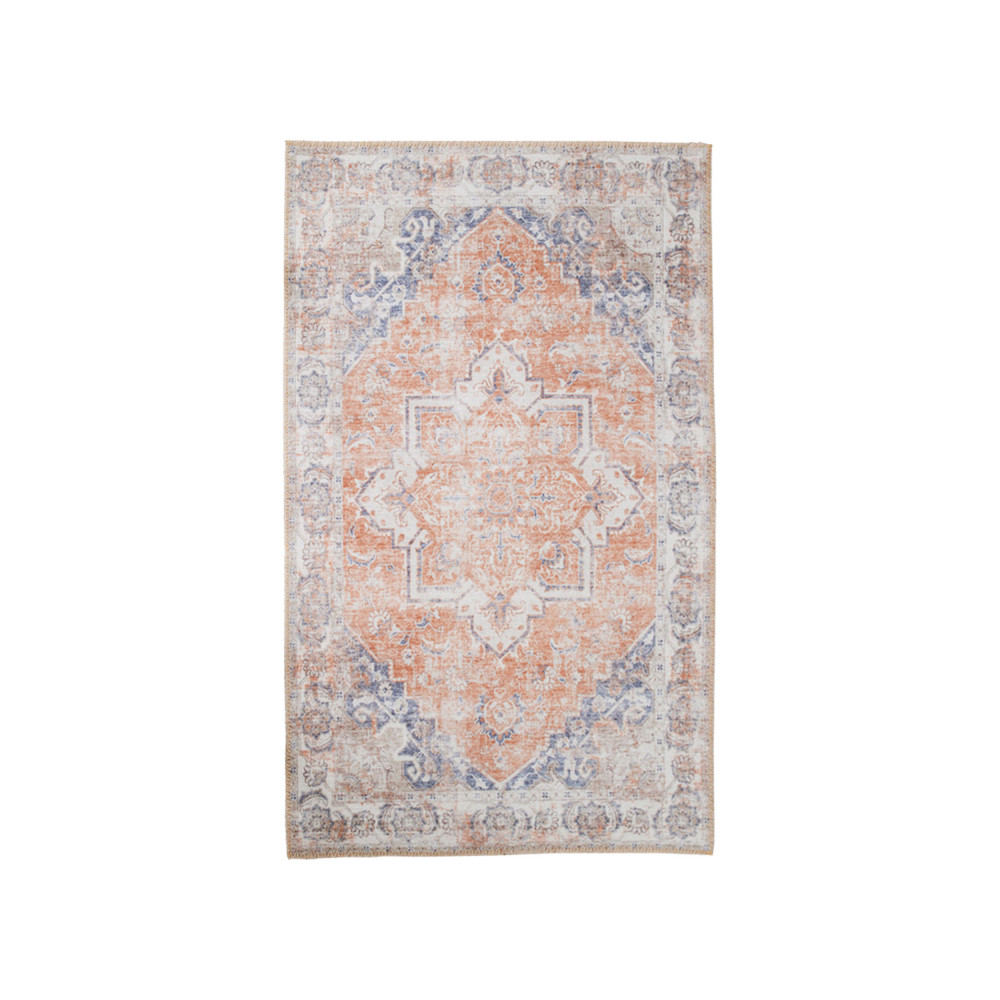 Havana I - Tapis vintage en chenille - Couleur - Orange / bleu, Dimensions - 200x300 cm