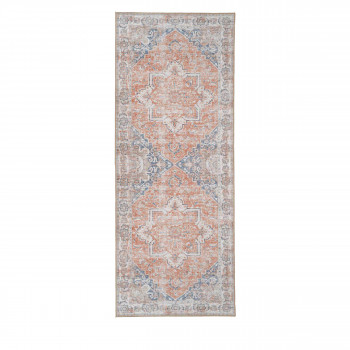 Havana – Tapis vintage en chenille orange et bleu