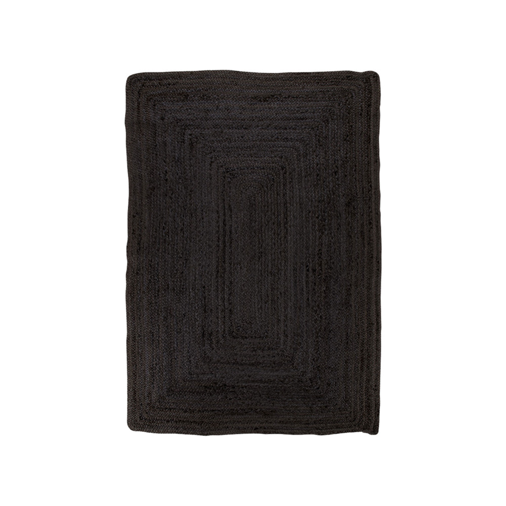 Bombay IV - Tapis rectangulaire en jute - Couleur - Noir, Dimensions - 240x180 cm