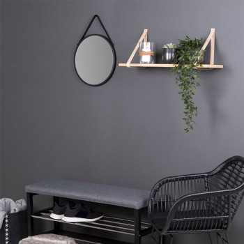 Forno – Etagère en bois et cuir 80x20 cm