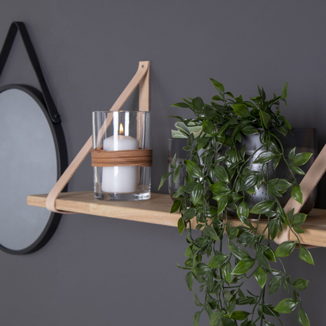 Forno – Etagère en bois et cuir 120x20 cm