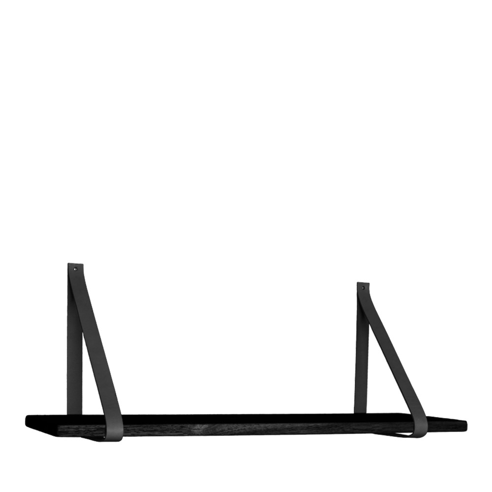 Forno - Etagère murale en bois et cuir 120x20 cm - Couleur - Noir