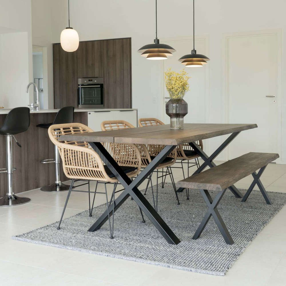 Lot de 2 fauteuils indoor/outdoor aspect rotin et métal avec coussin House  Nordic - TRIESTE