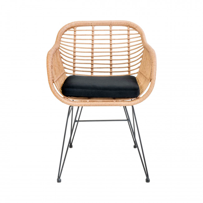 Trieste – Lot de 2 fauteuils aspect rotin et métal avec coussin