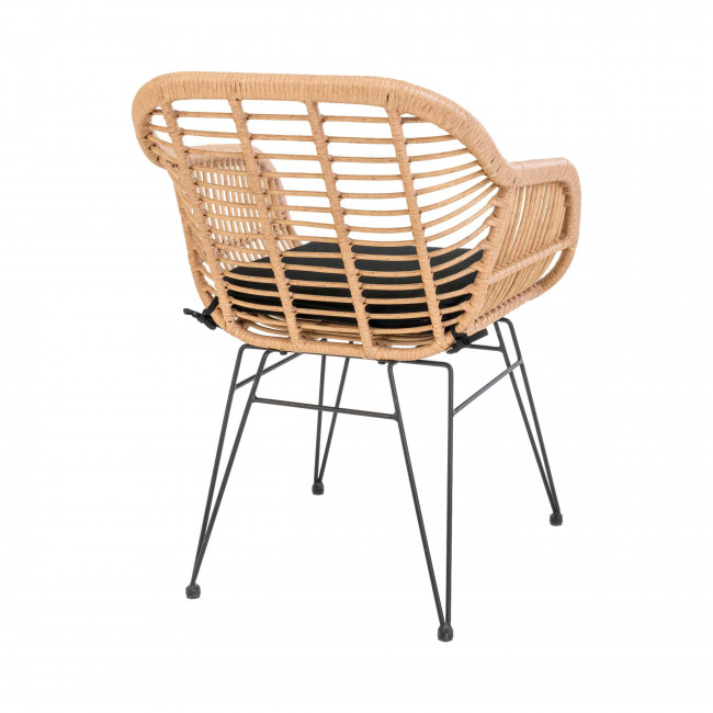 Trieste – Lot de 2 fauteuils aspect rotin et métal avec coussin