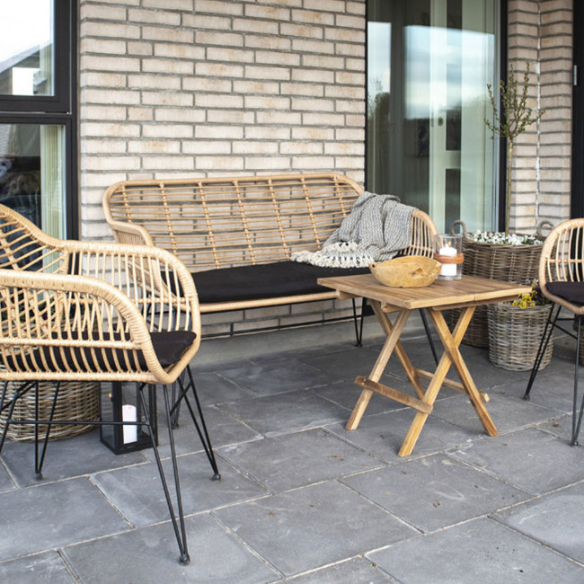 Trieste – Lot de 2 fauteuils aspect rotin et métal avec coussin