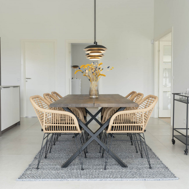 Trieste – Lot de 2 fauteuils aspect rotin et métal avec coussin