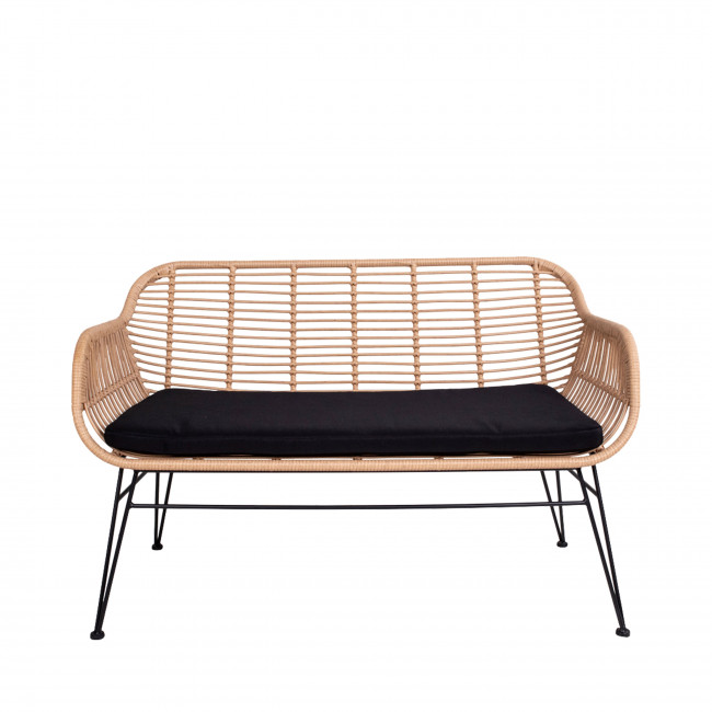 Trieste – Banquette aspect rotin et métal avec coussin