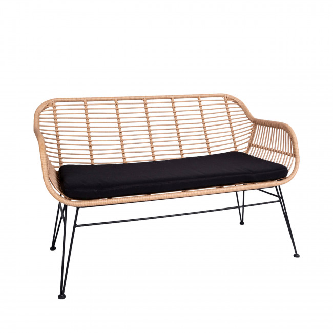 Trieste – Banquette aspect rotin et métal avec coussin