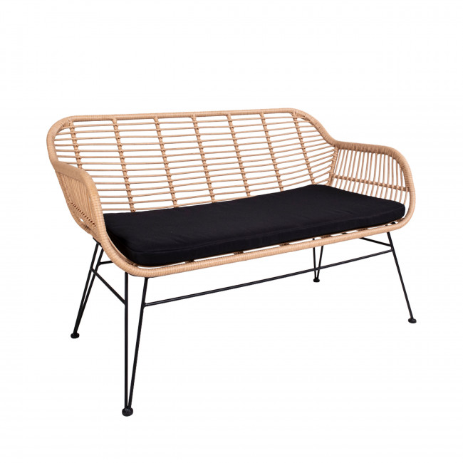 Trieste – Banquette aspect rotin et métal avec coussin