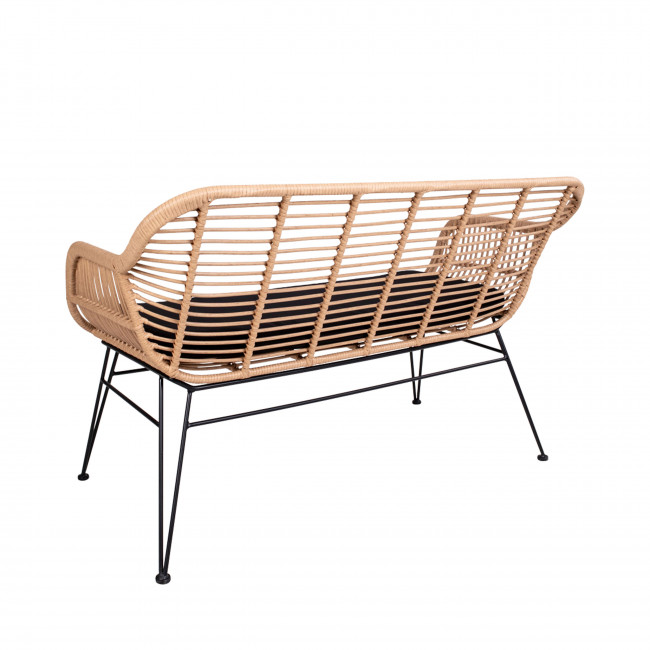 Trieste – Banquette aspect rotin et métal avec coussin