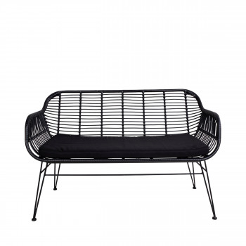 Trieste – Banquette aspect rotin et métal avec coussin