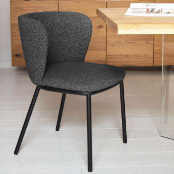 Ciselia - Lot de 2 chaises en tissu bouclette et métal
