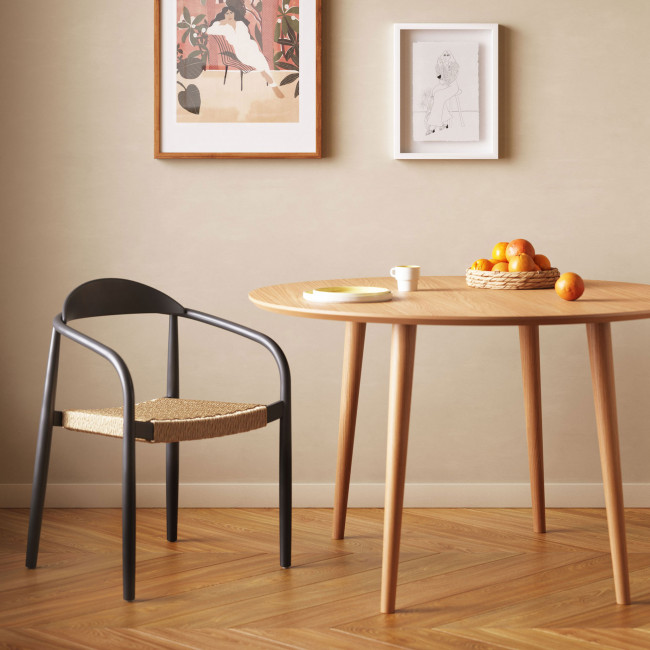 Oqui - Table à manger extensible en bois ø120-200x90cm