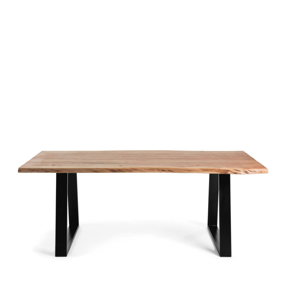 Alaia - Table à manger en bois d'acacia et métal 180x90cm - Couleur - Bois clair