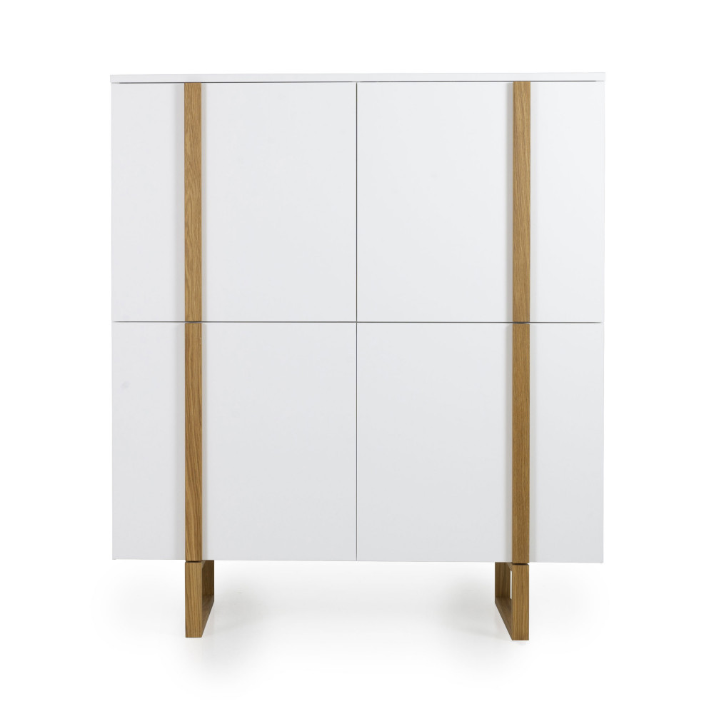 Birka - Buffet haut 8 compartiments de rangement - Couleur - Blanc