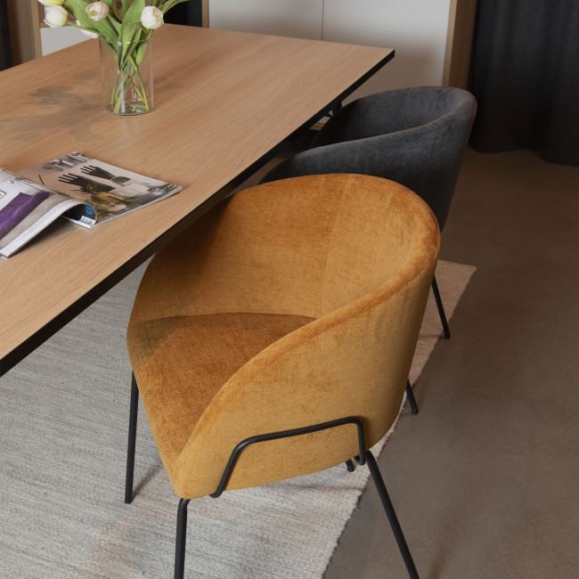 Bud - Lot de 2 fauteuils de table en tissu et métal
