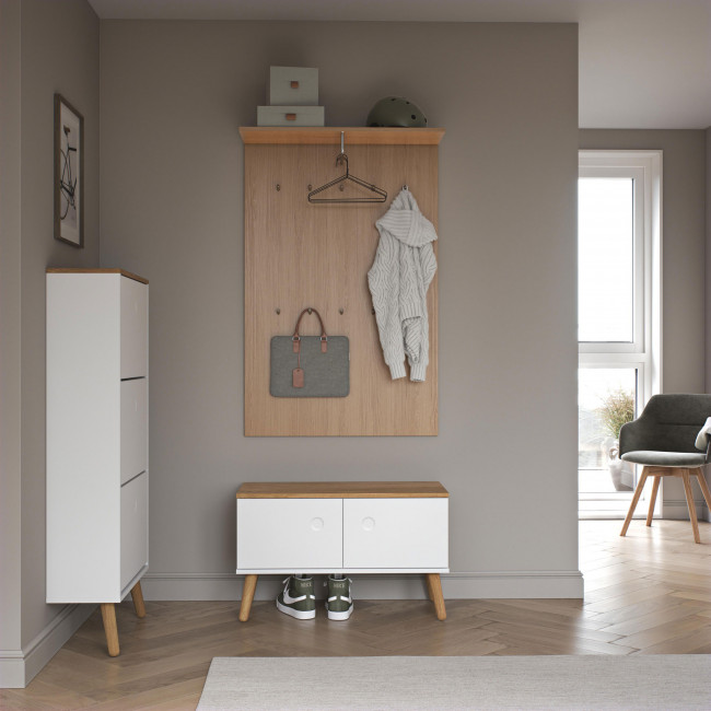 Dot - Banc en bois avec rangements L79cm