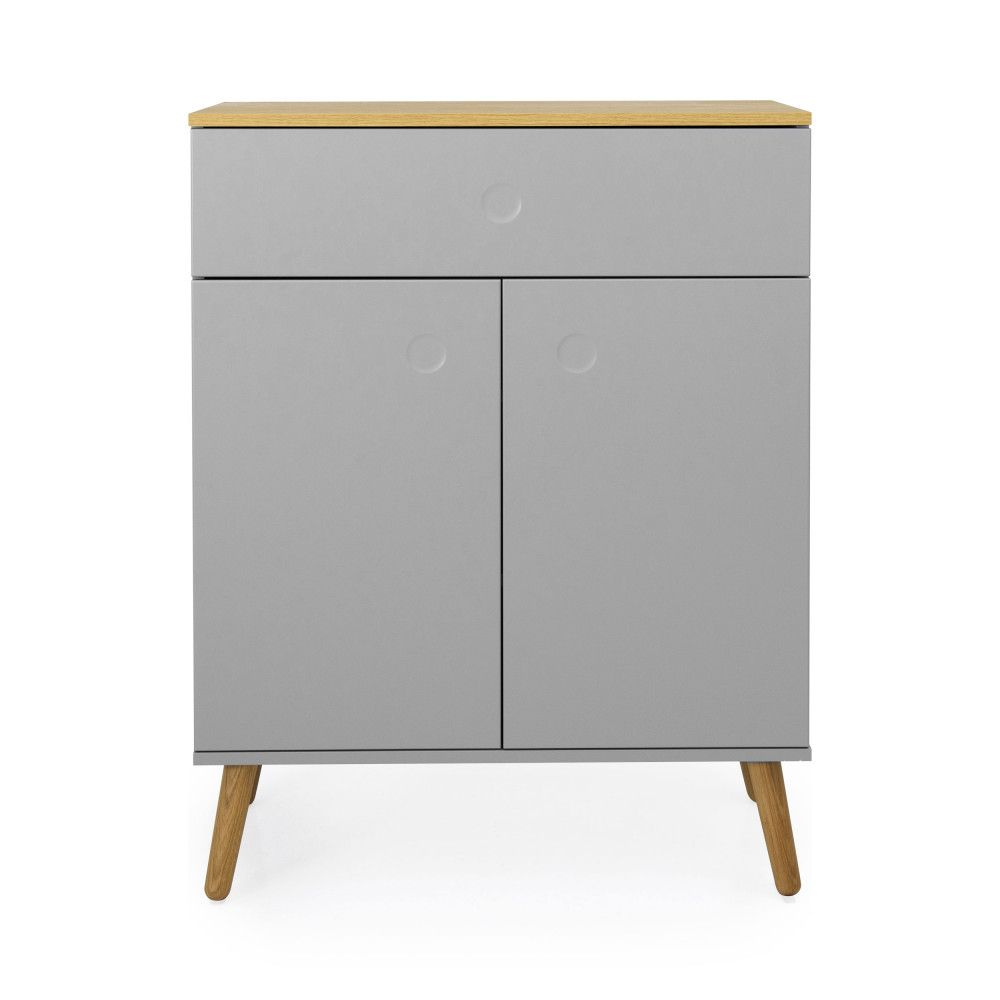 Dot - Petit buffet en bois 1 tiroir 2 portes L74cm - Couleur - Gris clair