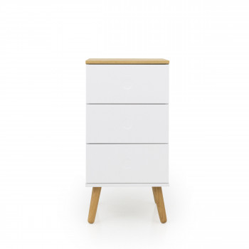 Dot - Table de chevet en bois 3 tiroirs