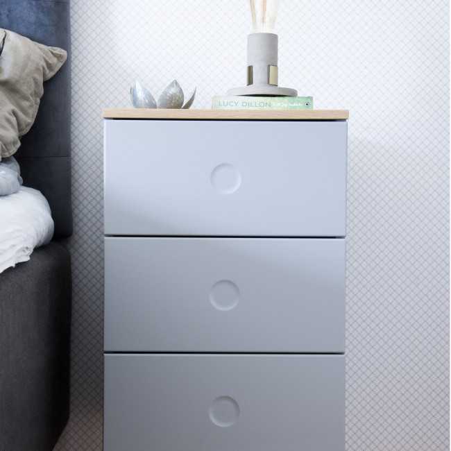 Dot - Table de chevet en bois 3 tiroirs