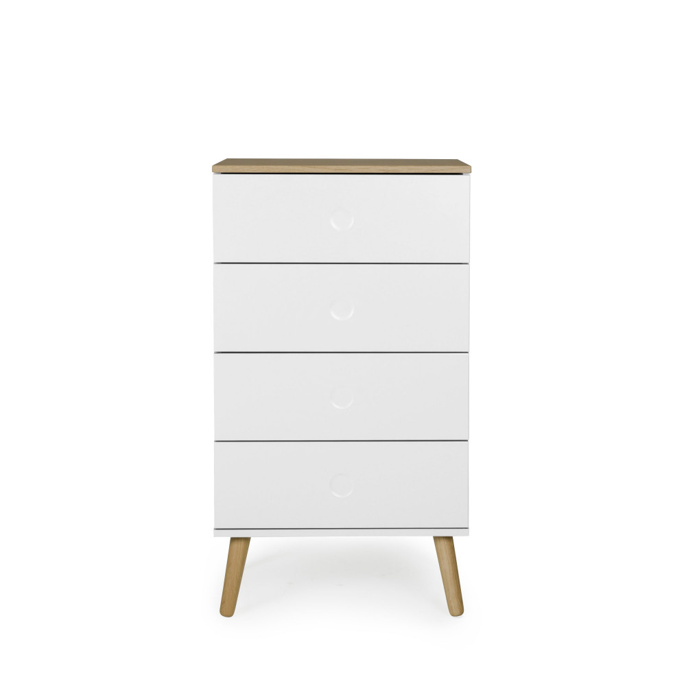 Dot - Petit meuble de rangement en bois 4 tiroirs H98cm - Couleur - Blanc
