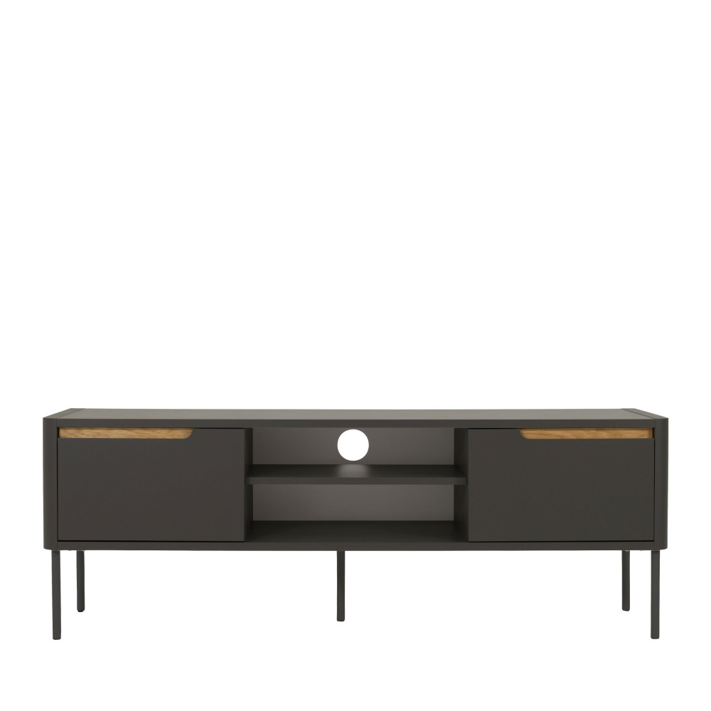 switch - meuble tv en bois 2 portes l141,5cm - couleur - gris anthracite