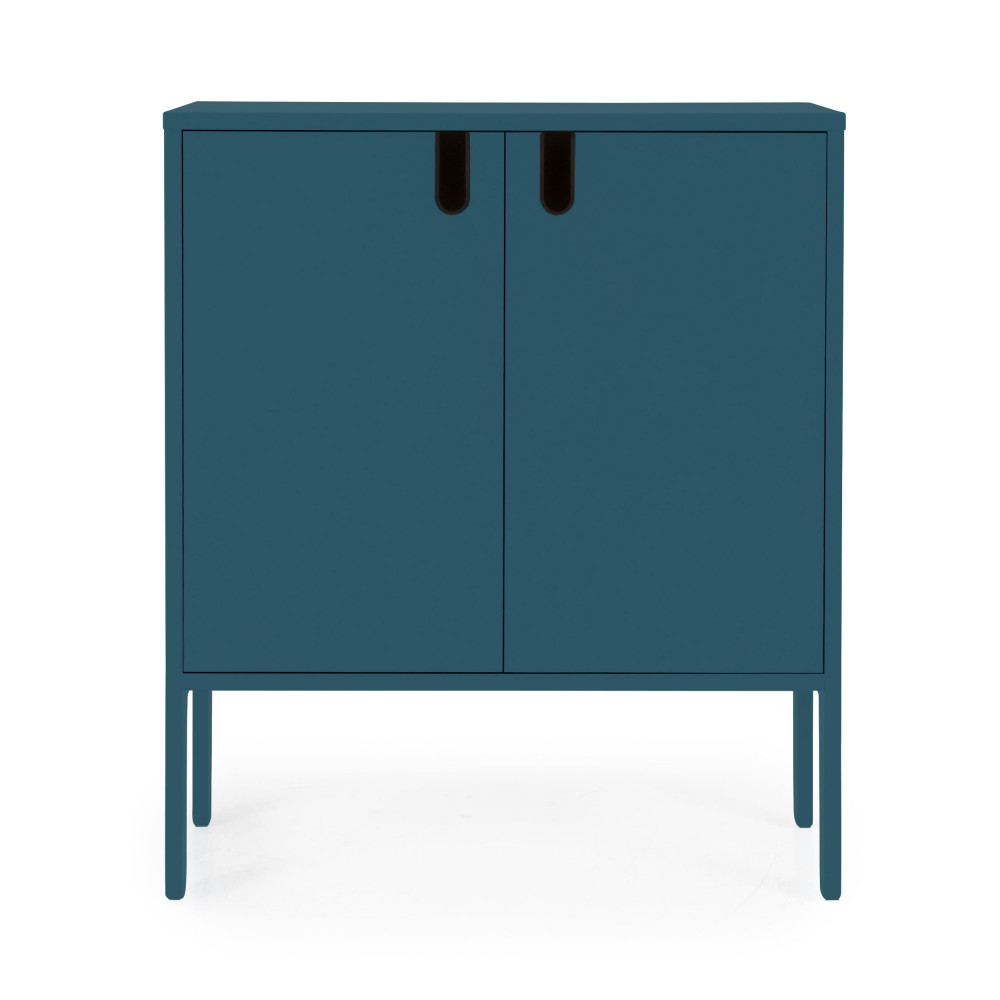 uno - petit buffet en bois 2 portes l80cm - couleur - bleu canard