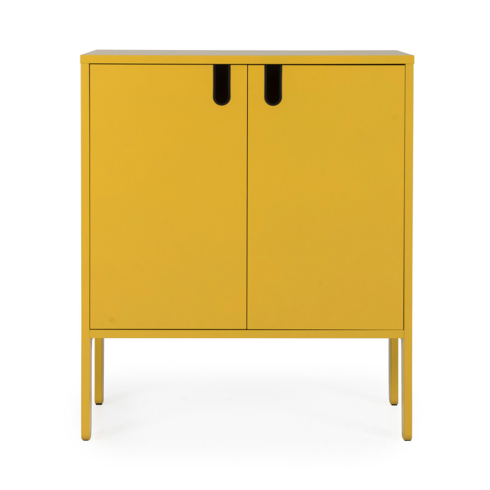 uno - petit buffet en bois 2 portes l80cm - couleur - jaune moutarde