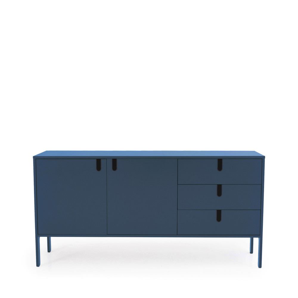 Uno - Buffet en bois 2 portes 3 tiroirs L171cm - Couleur - Bleu Canard