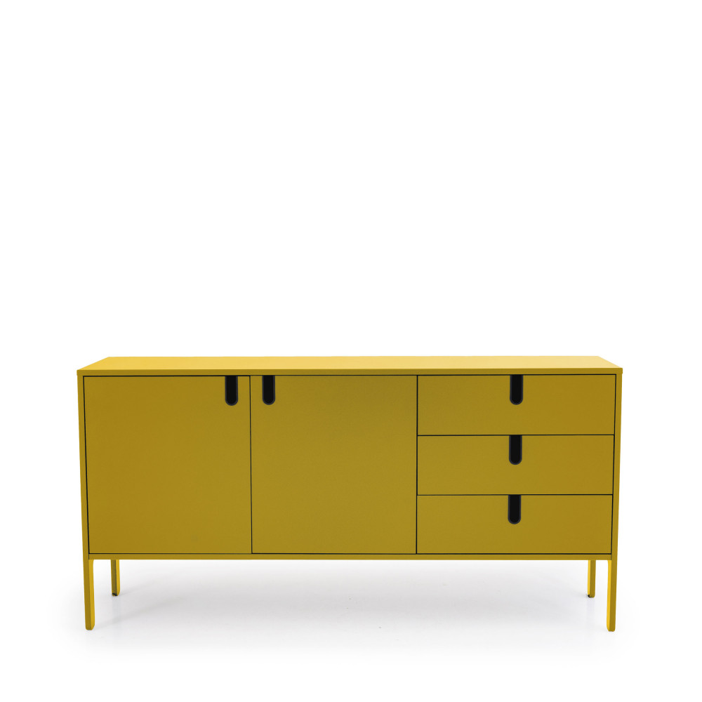 Uno - Buffet en bois 2 portes 3 tiroirs L171cm - Couleur - Jaune moutarde