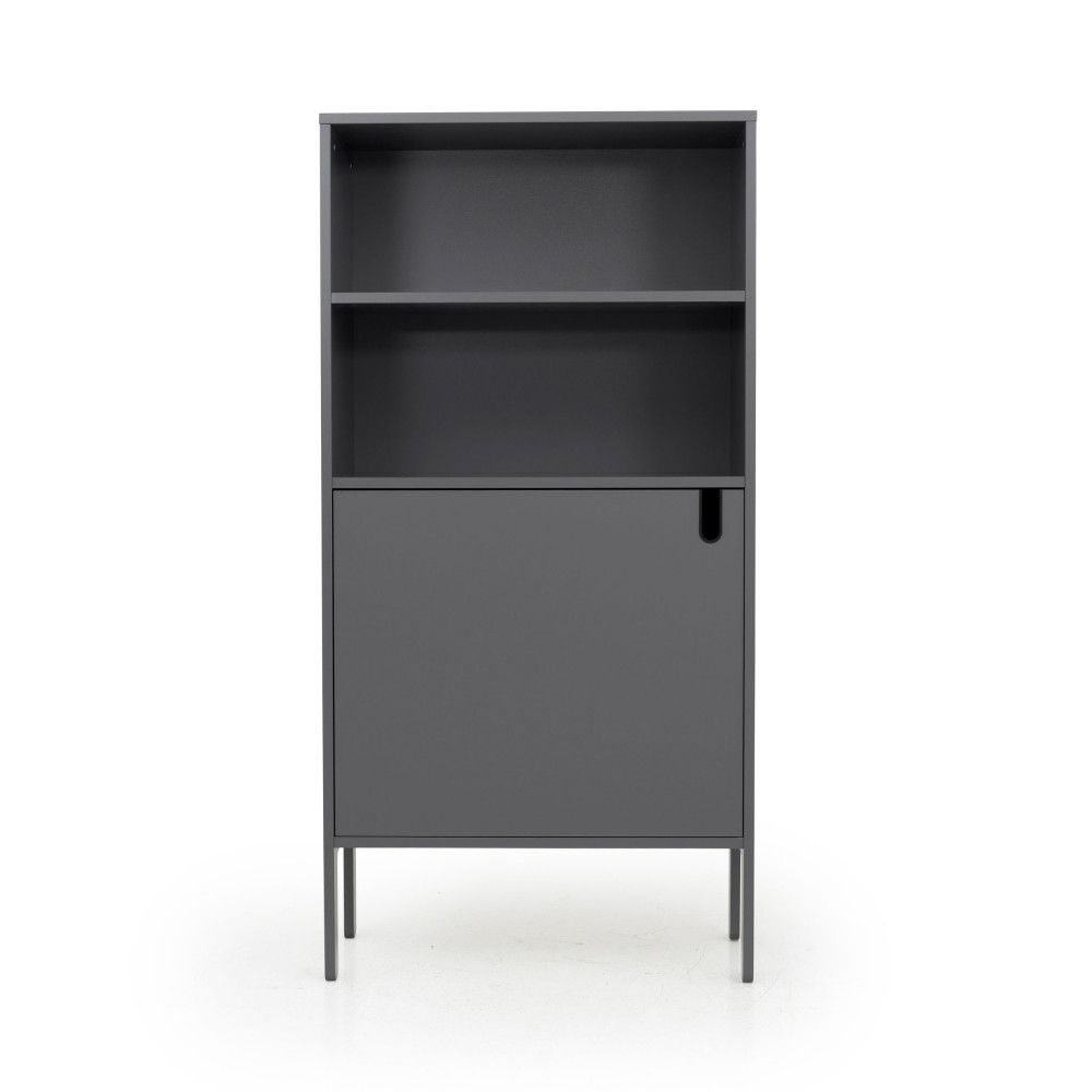 uno - buffet haut en bois 1 porte h152cm - couleur - gris anthracite