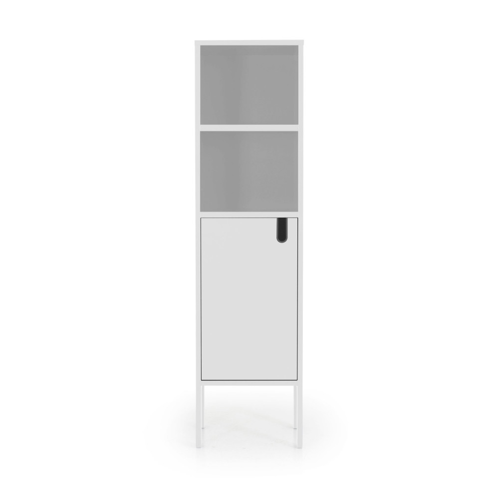 Uno - Colonne de rangement en bois 1 porte 2 niches H152cm - Couleur - Blanc